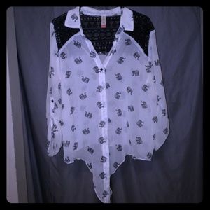 Sheer tie-front blouse